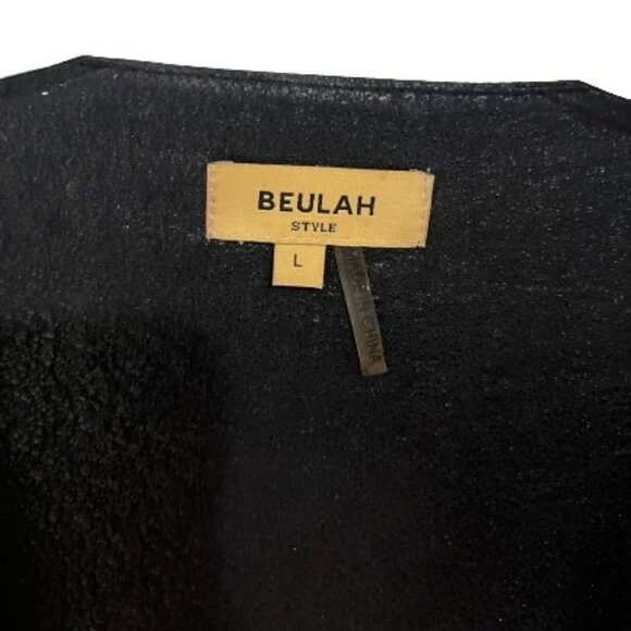 Beulah Black Faux/Vegan Leather Open Drape Front Jacket Blazer - LNC - Picture 7 of 7